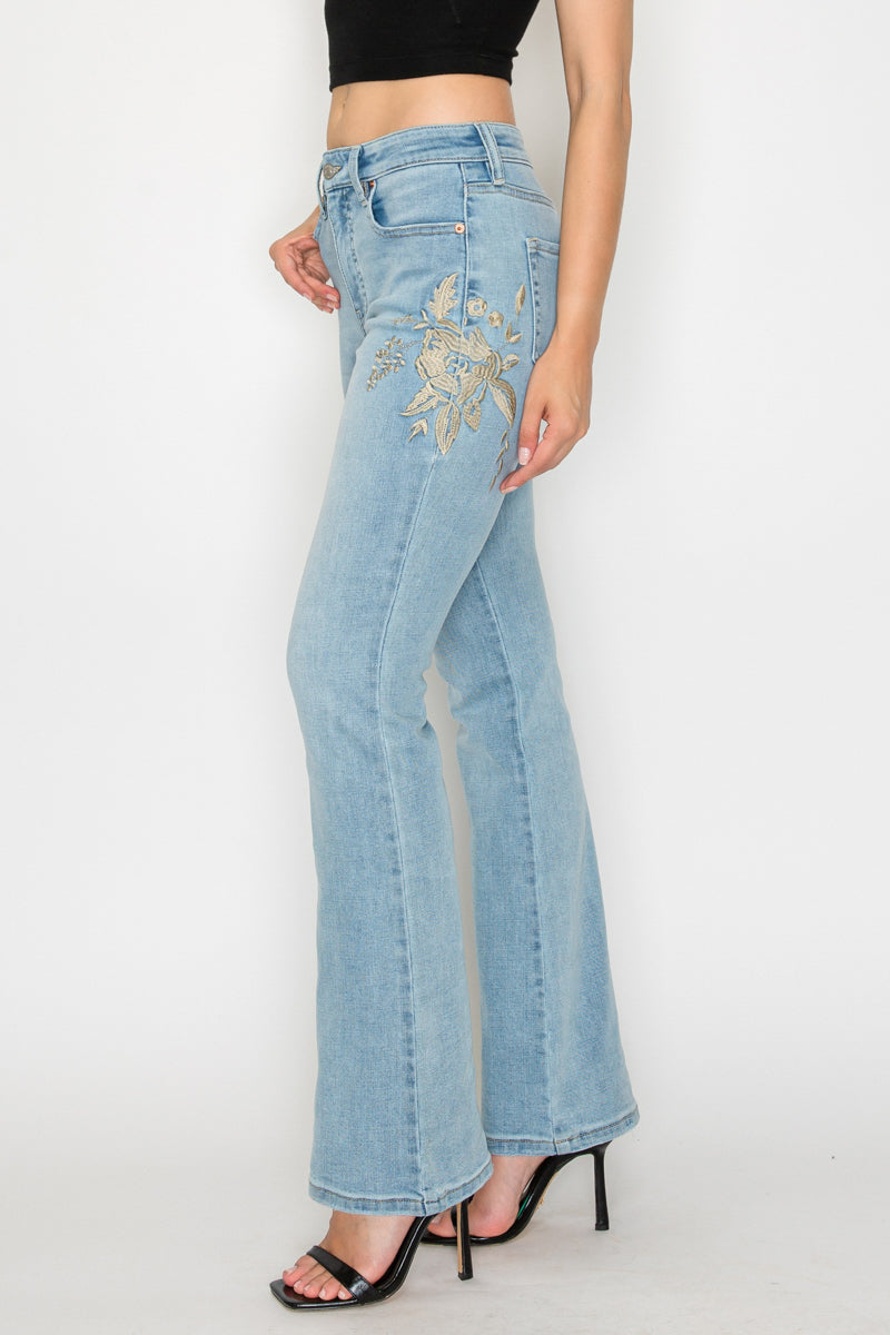 High Rise Embroidered Modern Bootcut Jeans in 9 (28) view 5 - High-Waisted - High Rise Jeans Women (bottom)