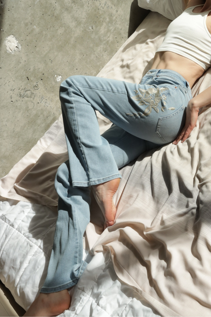 High Rise Embroidered Modern Bootcut Jeans view 11 - High-Waisted - High Rise Jeans Women (bottom)