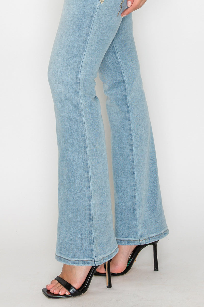High Rise Embroidered Modern Bootcut Jeans view 8 - High-Waisted - High Rise Jeans Women (bottom)
