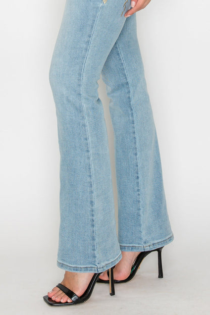 High Rise Embroidered Modern Bootcut Jeans view 8 - High-Waisted - High Rise Jeans Women (bottom)