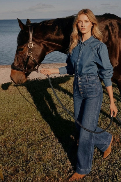 High Rise Front Patch Pocket Holly Flare Jeans in Dark wash - High-Waisted - High Rise Jeans Women (bottom)