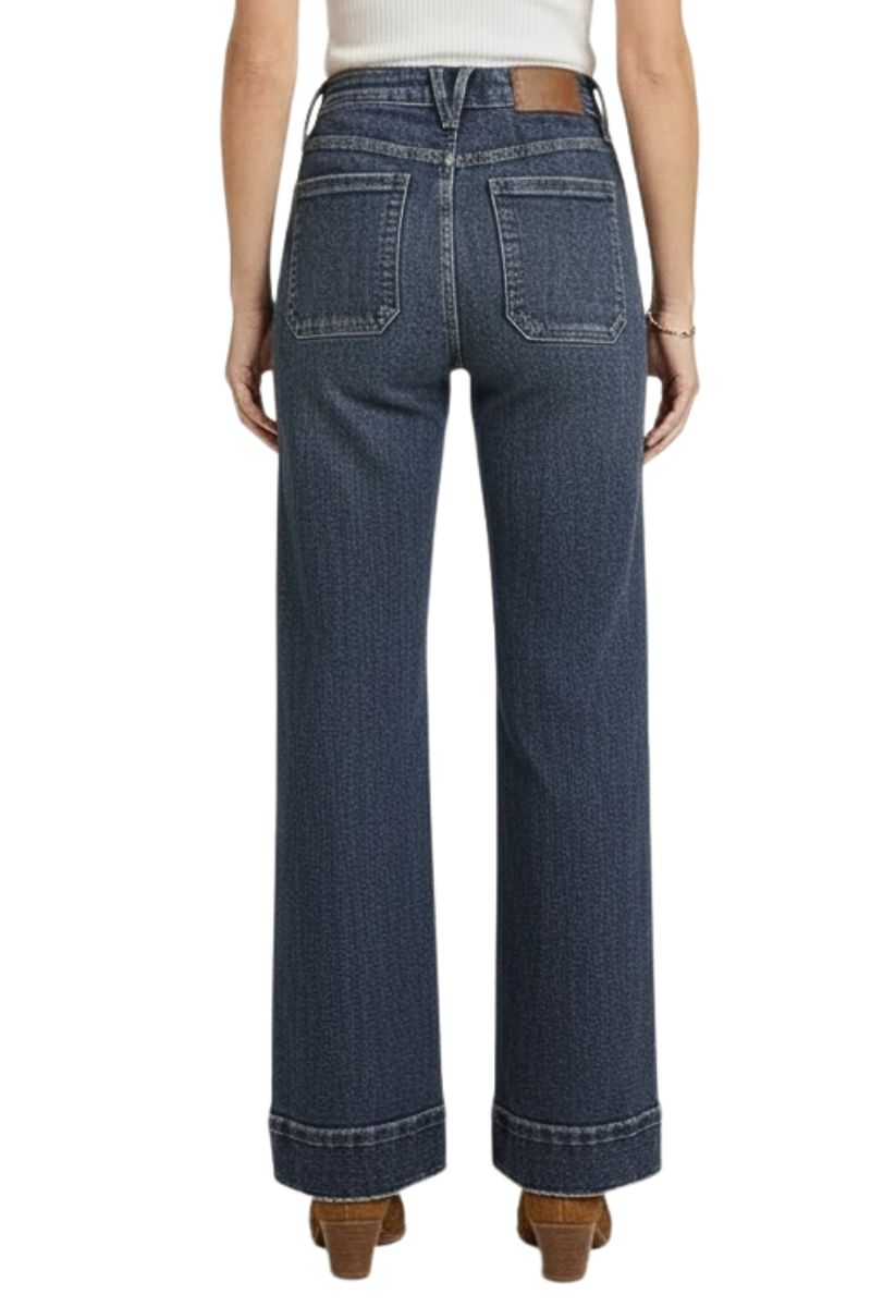 High Rise Front Patch Pocket Holly Flare Jeans in Dark wash view 4 - High-Waisted - High Rise Jeans Women (bottom)