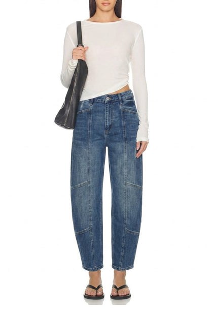 High Rise Relaxed Barrel Jeans in MEDIUM WASH view 2 - High-Waisted - High Rise Jeans Women (bottom)