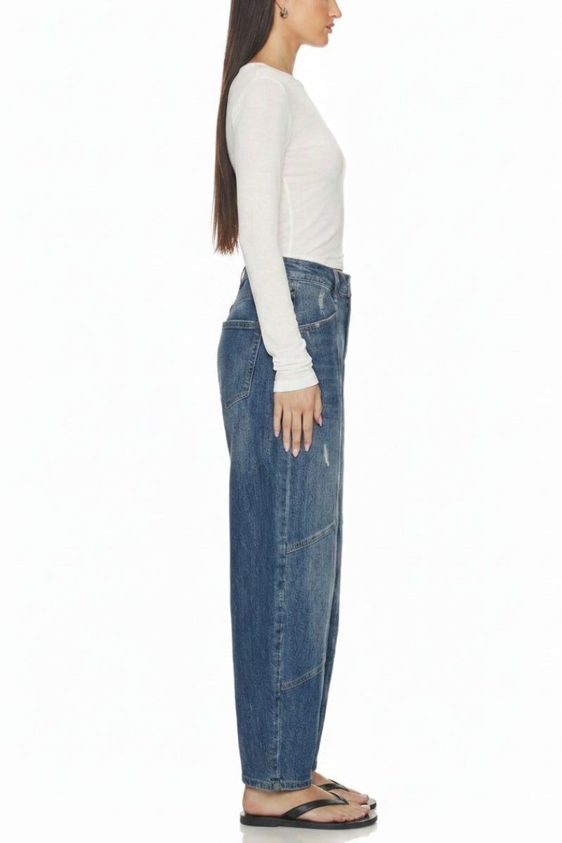High Rise Relaxed Barrel Jeans in MEDIUM WASH view 3 - High-Waisted - High Rise Jeans Women (bottom)