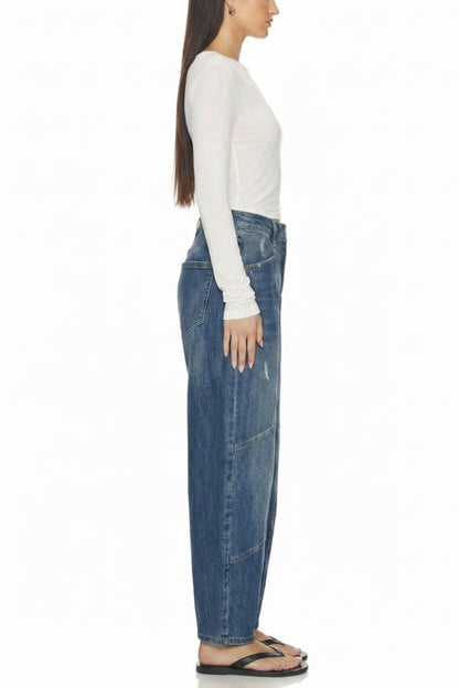 High Rise Relaxed Barrel Jeans in MEDIUM WASH view 3 - High-Waisted - High Rise Jeans Women (bottom)