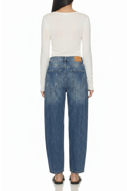 High Rise Relaxed Barrel Jeans in MEDIUM WASH view 4 - High-Waisted - High Rise Jeans Women (bottom)