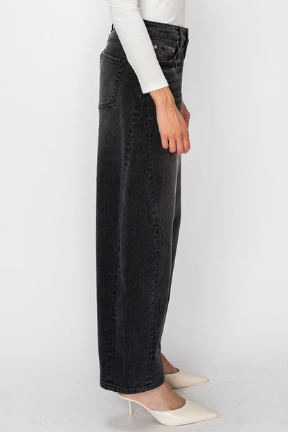 High Rise Relaxed Black Barrel Jeans in Black view 6 - High-Waisted - High Rise Jeans Women (bottom)