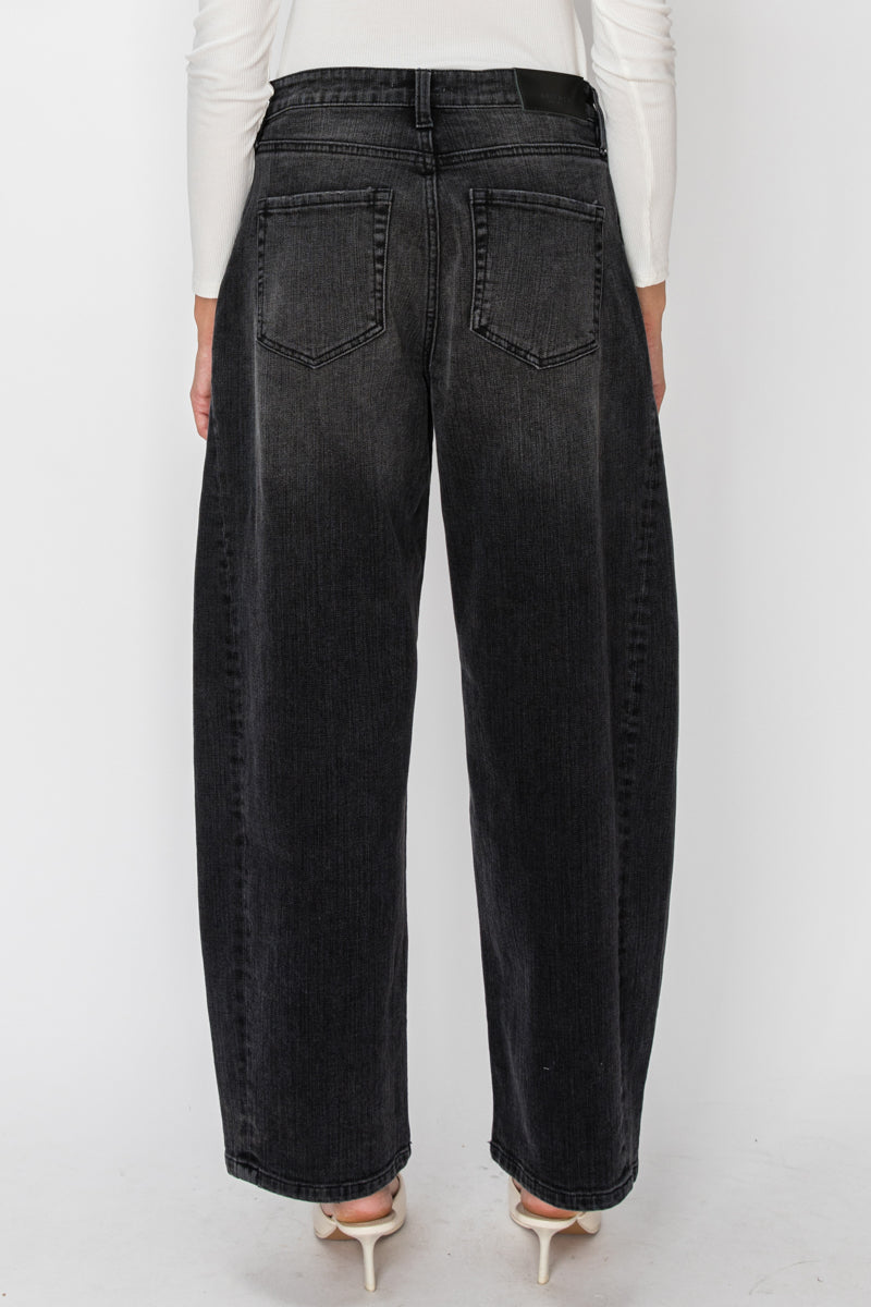 High Rise Relaxed Black Barrel Jeans in Black view 7 - High-Waisted - High Rise Jeans Women (bottom)