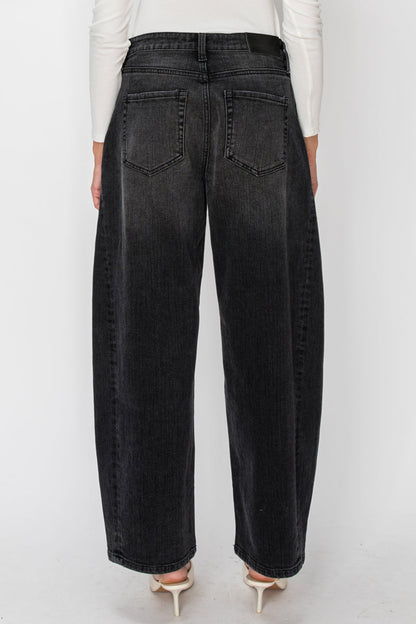 High Rise Relaxed Black Barrel Jeans in Black view 7 - High-Waisted - High Rise Jeans Women (bottom)