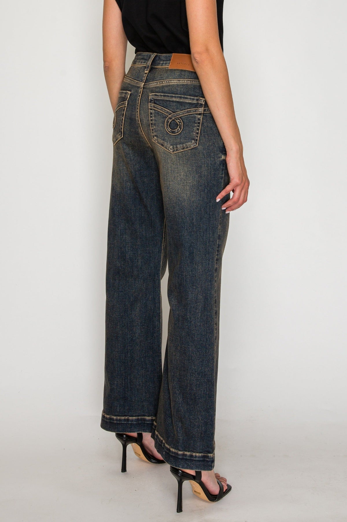 High Rise Relaxed Flare Leg Jeans in DIRTY DARK view 5 - High-Waisted - High Rise Jeans Women (bottom)