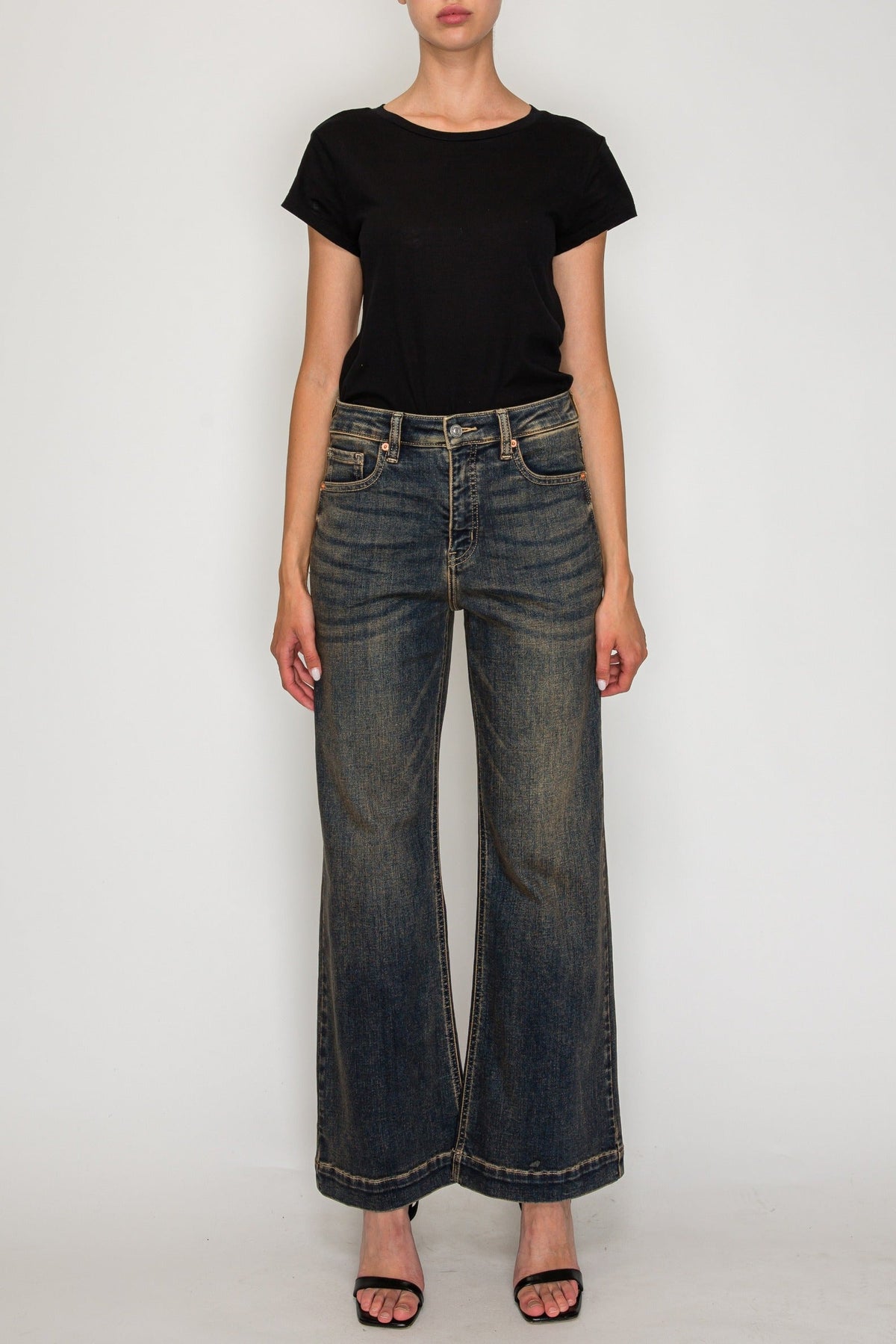 High Rise Relaxed Flare Leg Jeans in DIRTY DARK view 6 - High-Waisted - High Rise Jeans Women (bottom)