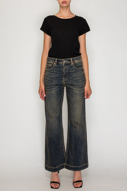 High Rise Relaxed Flare Leg Jeans in DIRTY DARK view 6 - High-Waisted - High Rise Jeans Women (bottom)