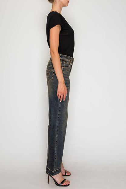 High Rise Relaxed Flare Leg Jeans in DIRTY DARK view 7 - High-Waisted - High Rise Jeans Women (bottom)