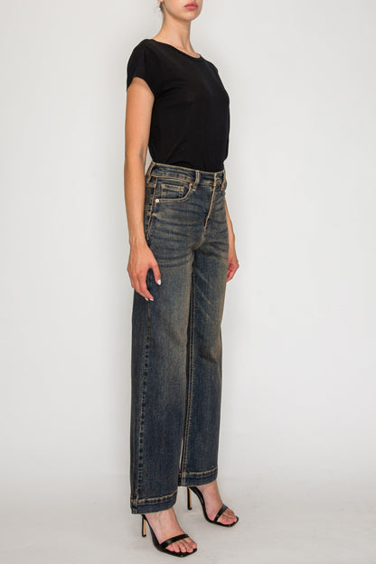 High Rise Relaxed Flare Leg Jeans in DIRTY DARK view 8 - High-Waisted - High Rise Jeans Women (bottom)