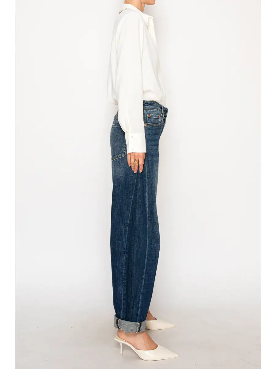 High Rise Relaxed Tapered Dark Wash Barrel Jeans in 9 (28) view 5 - High-Waisted - High Rise Jeans Women (bottom)