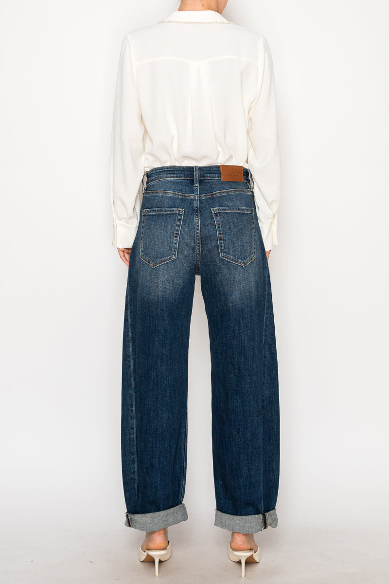 High Rise Relaxed Tapered Dark Wash Barrel Jeans in 11 (29) view 6 - High-Waisted - High Rise Jeans Women (bottom)