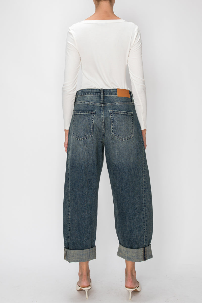 High Rise Relaxed Tinted Barrel Jeans in TINTED DARK view 3 - High-Waisted - High Rise Jeans Women (bottom)