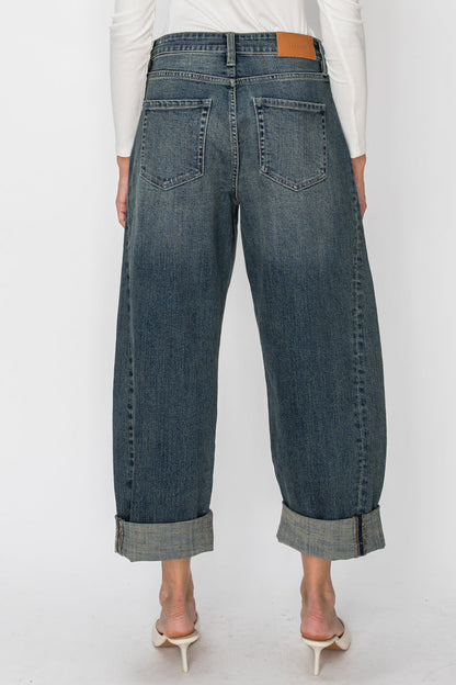 High Rise Relaxed Tinted Barrel Jeans in TINTED DARK view 6 - High-Waisted - High Rise Jeans Women (bottom)