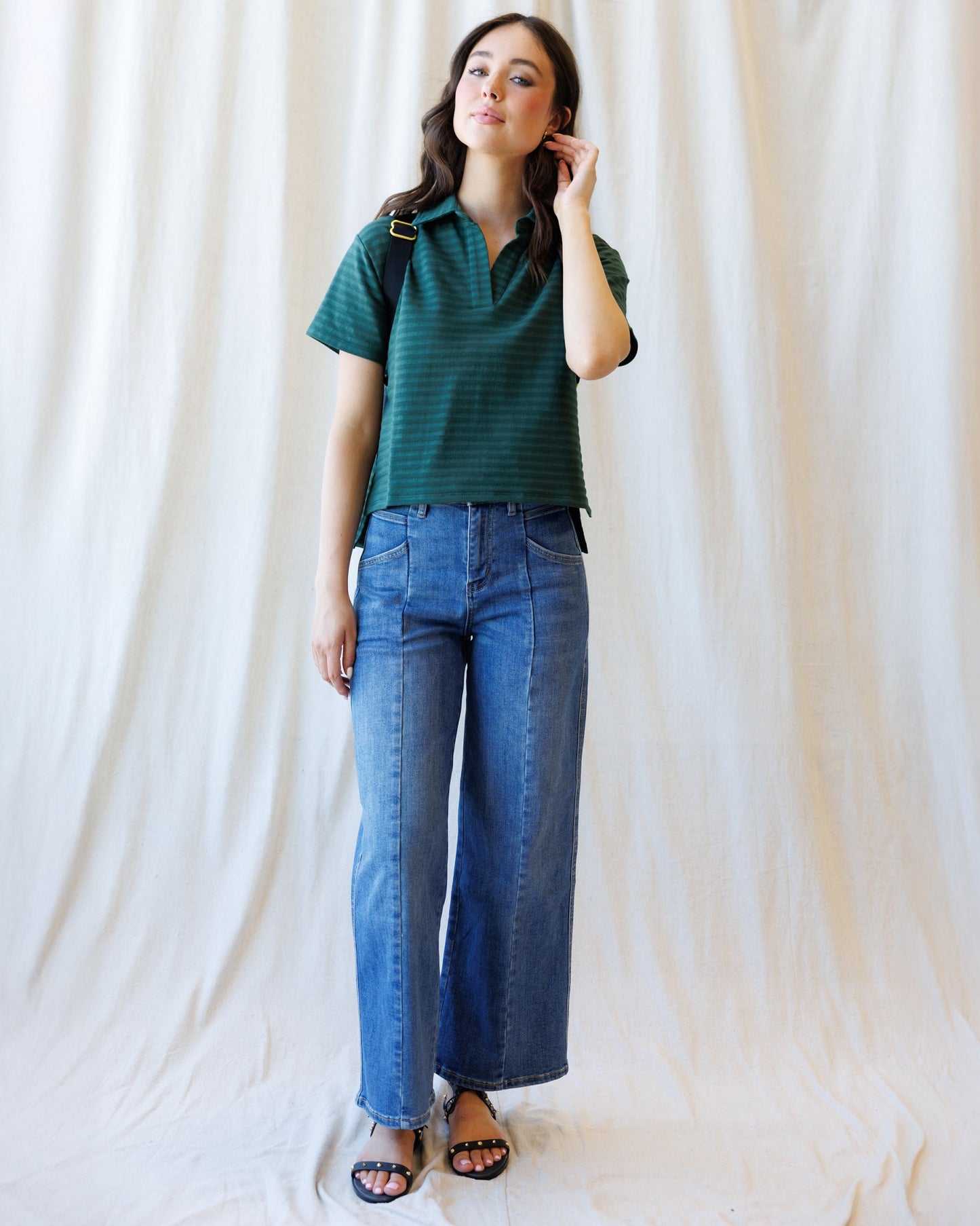 High Rise Seamed Wide Leg Ankle in 25 - High-Waisted - High Rise Ankle Jeans (bottom)
