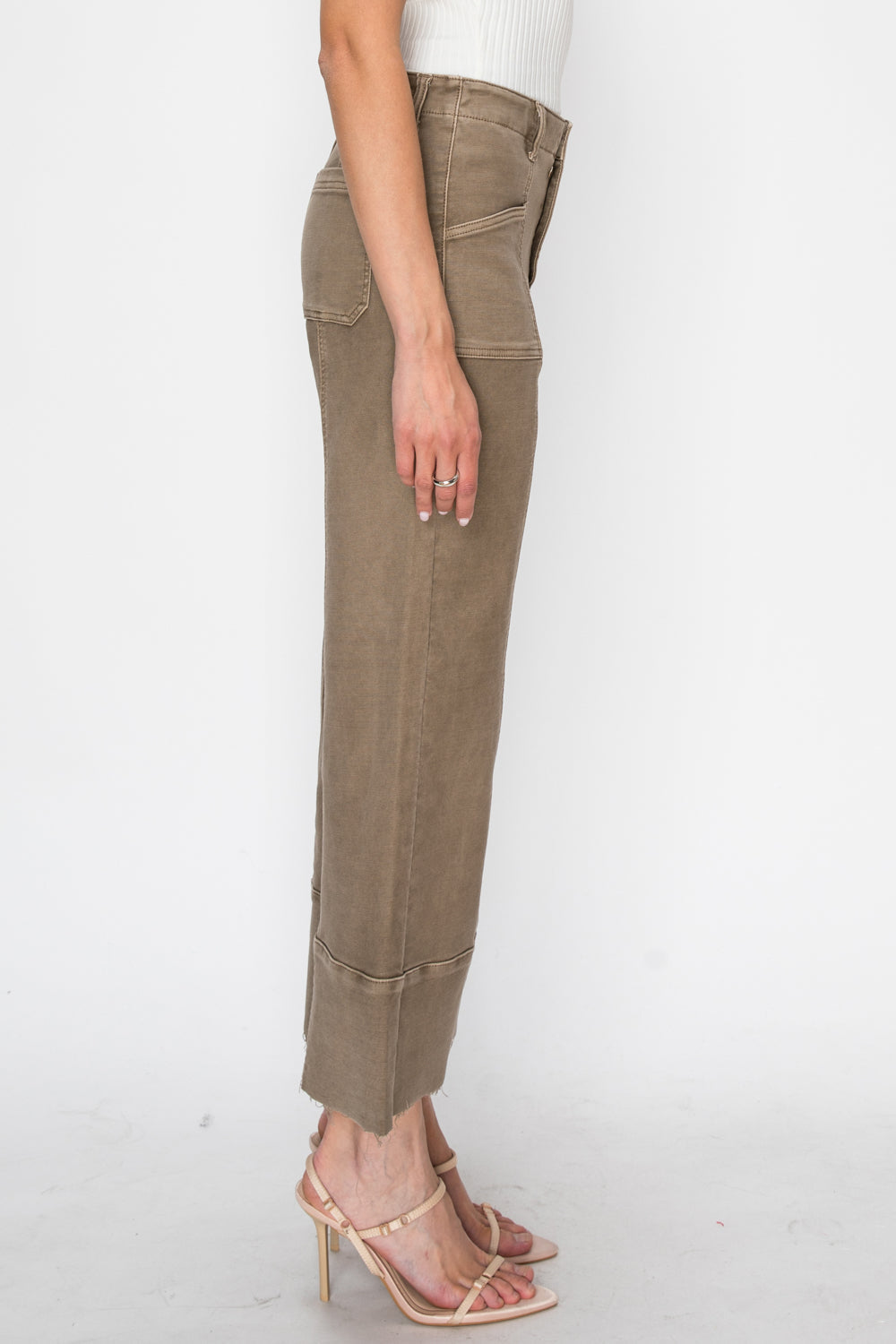 High Rise Slim Crop Palazzo in TAUPE view 3 - High-Waisted - High Rise Palazzo Pants (bottom)