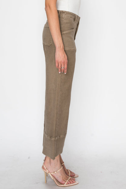 High Rise Slim Crop Palazzo in TAUPE view 3 - High-Waisted - High Rise Palazzo Pants (bottom)