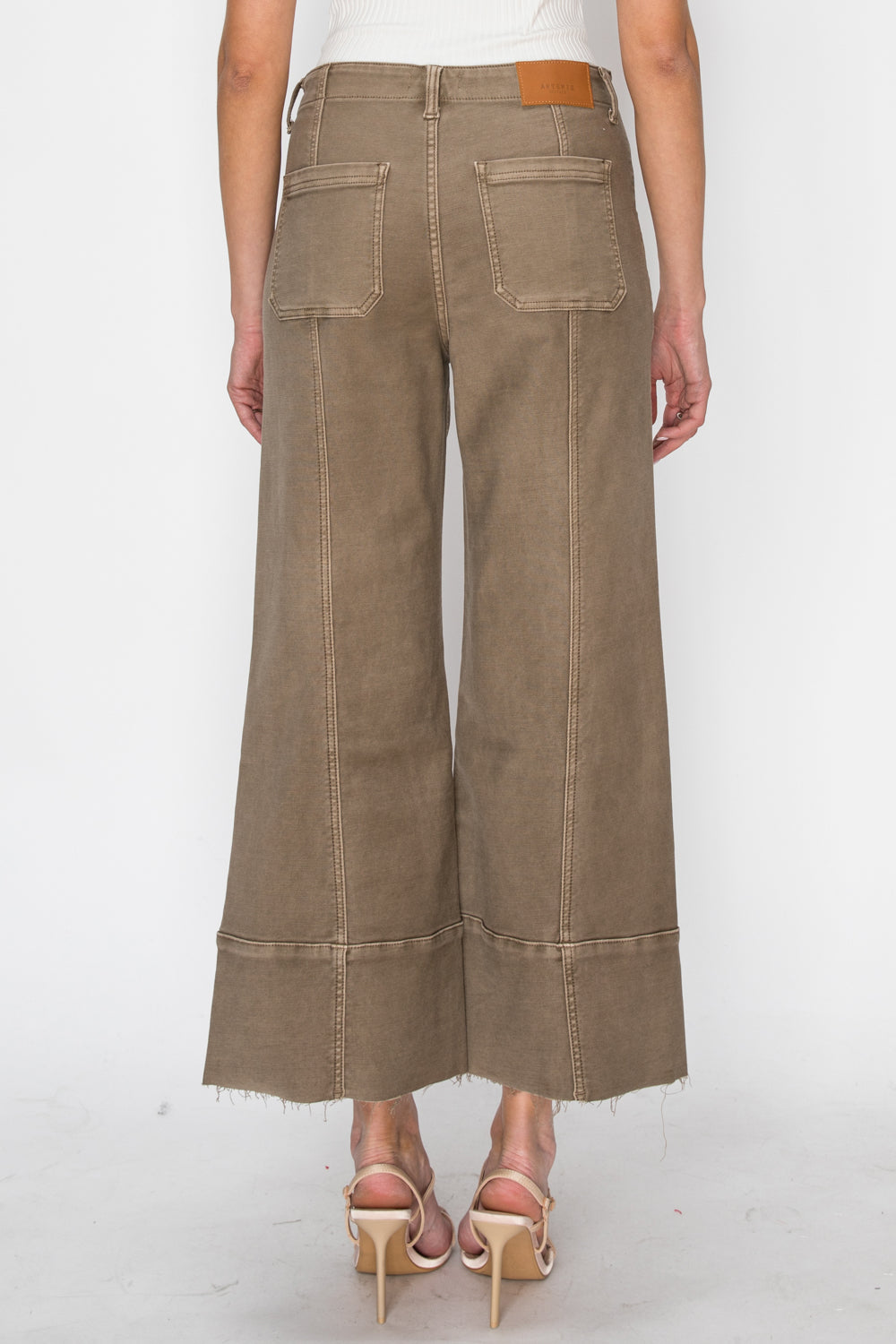 High Rise Slim Crop Palazzo in TAUPE view 4 - High-Waisted - High Rise Palazzo Pants (bottom)