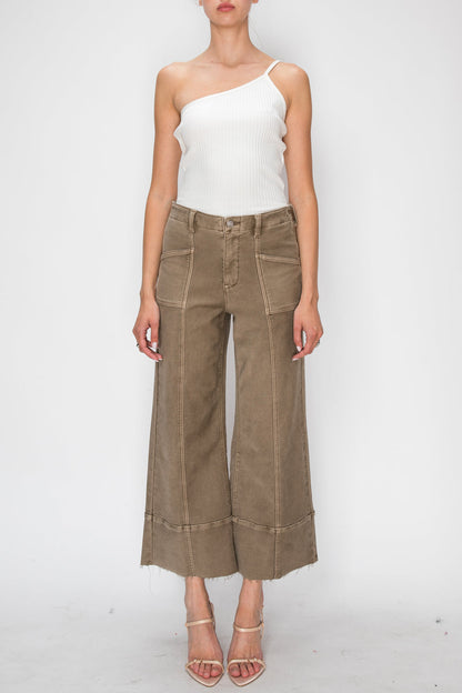 High Rise Slim Crop Palazzo in TAUPE view 5 - High-Waisted - High Rise Palazzo Pants (bottom)