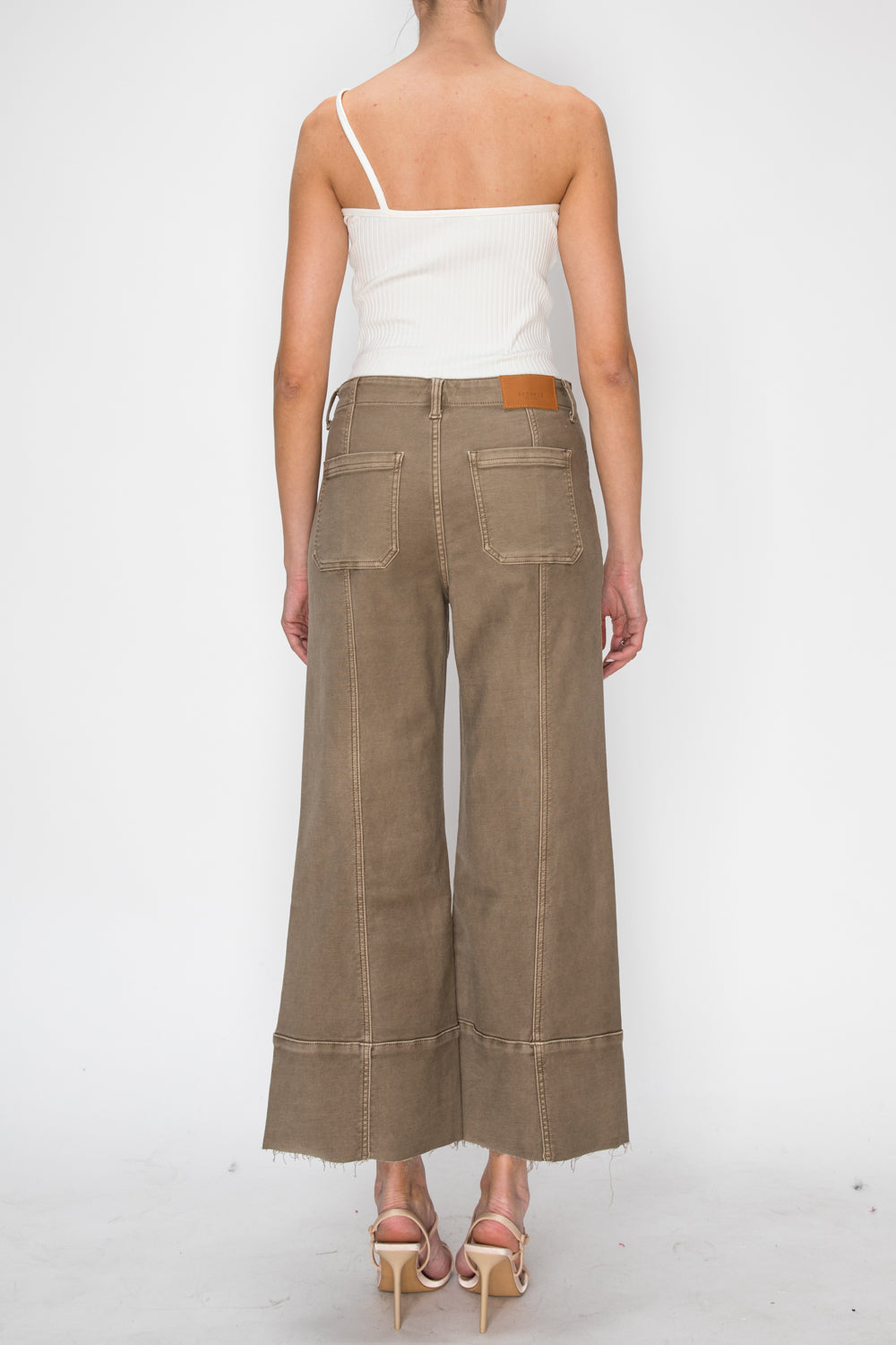 High Rise Slim Crop Palazzo in TAUPE view 7 - High-Waisted - High Rise Palazzo Pants (bottom)