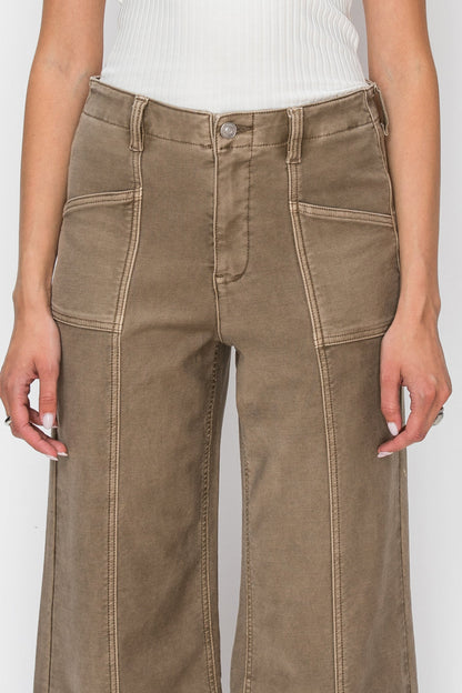 High Rise Slim Crop Palazzo in TAUPE view 8 - High-Waisted - High Rise Palazzo Pants (bottom)