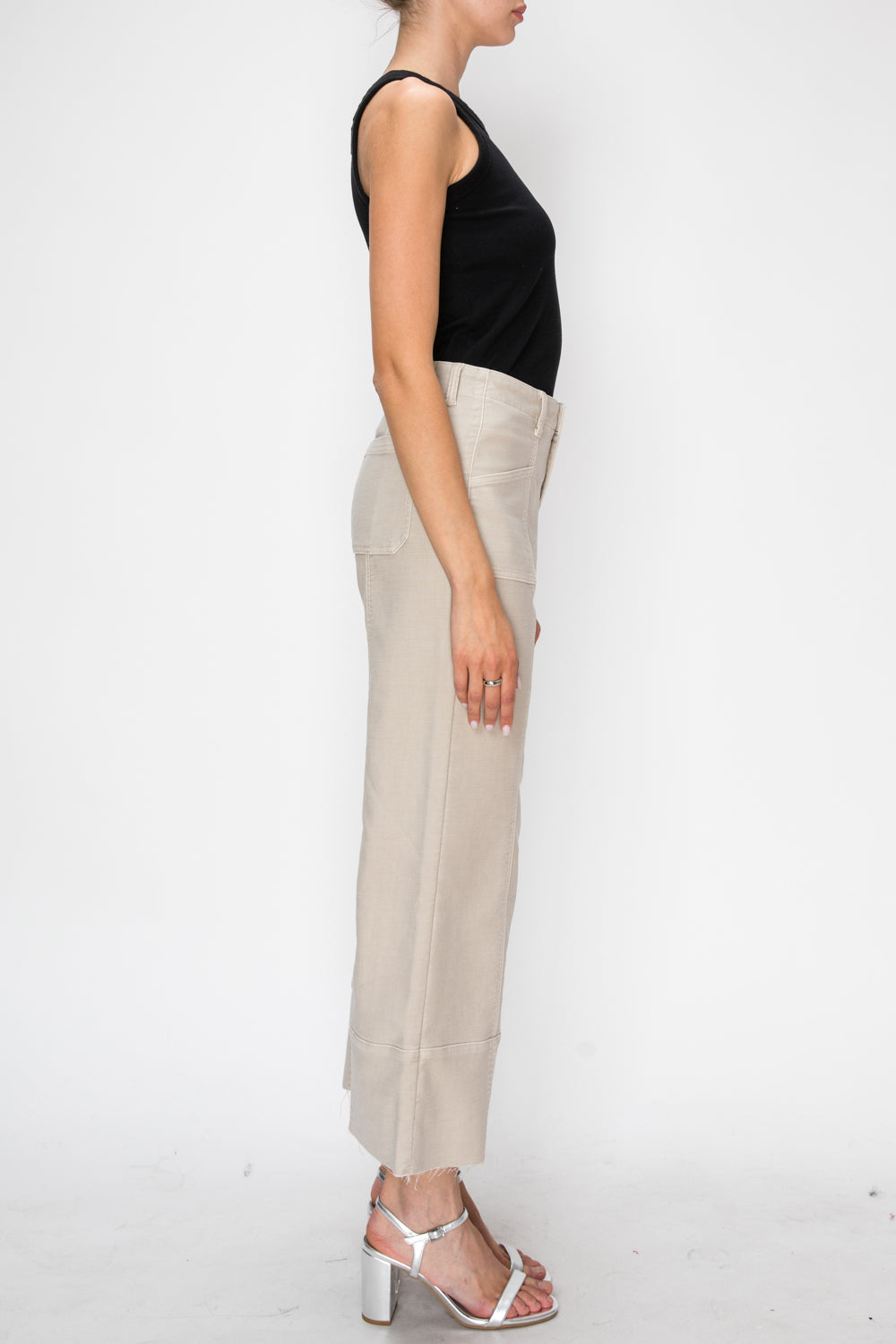 High Rise Slim Crop Palazzo Jeans in OFF WHITE view 6 - High-Waisted - High Rise Jeans Women (bottom)
