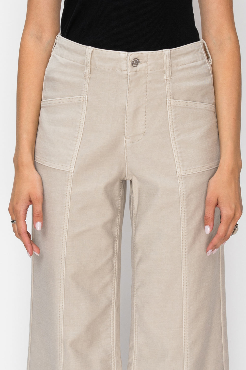 High Rise Slim Crop Palazzo Jeans in OFF WHITE view 8 - High-Waisted - High Rise Jeans Women (bottom)