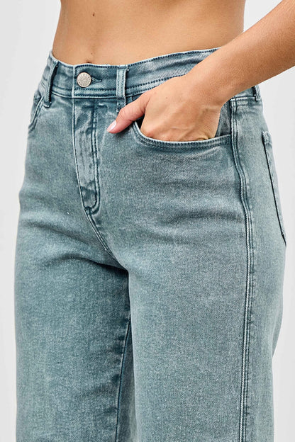 High Rise Slim Wide Straight - MeeeShop Women's Fashion