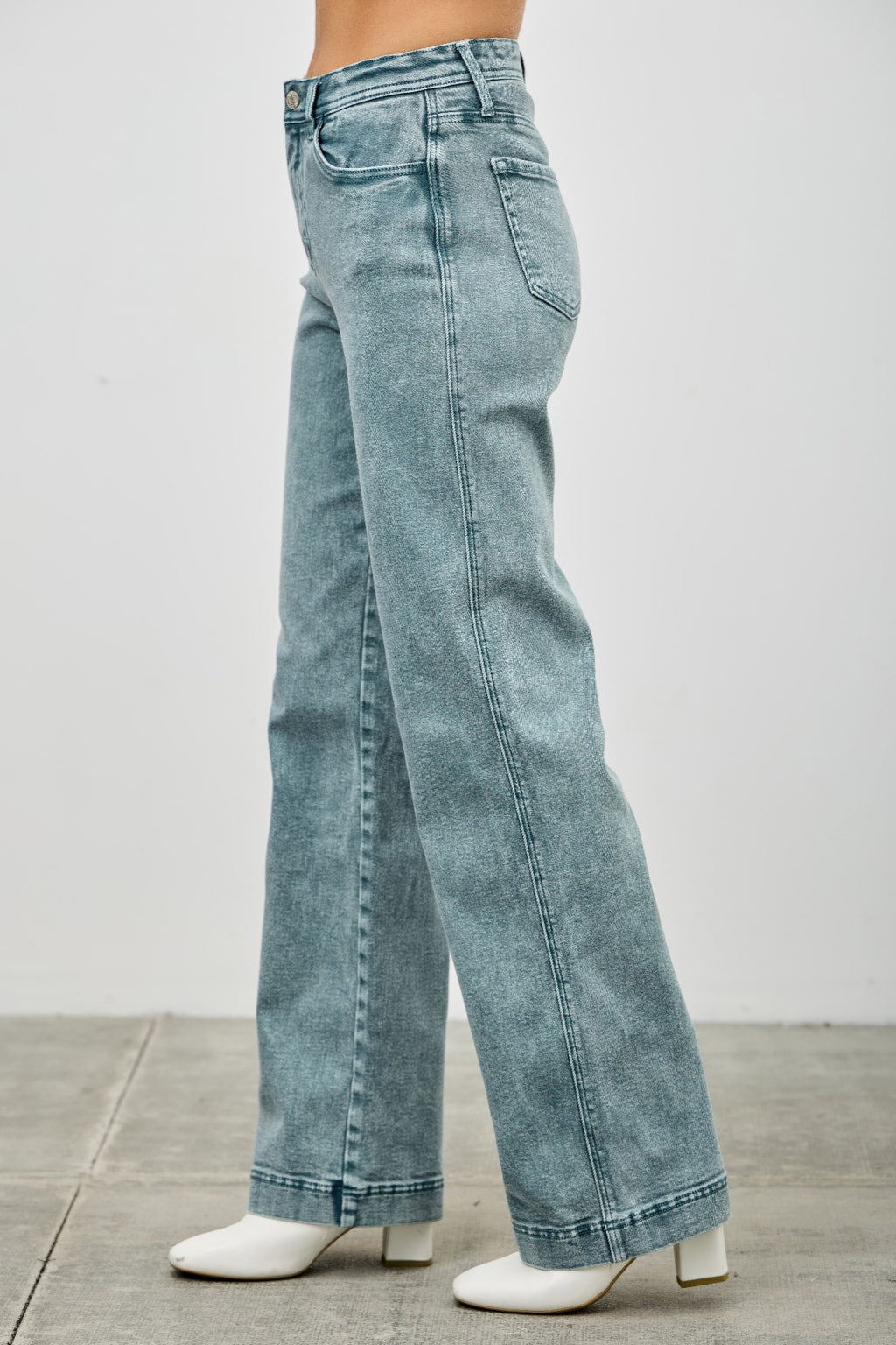 High Rise Slim Wide Straight Acid green view 18 (bottom) - high rise straight leg jeans, high rise stra - shop at us.meeeshop