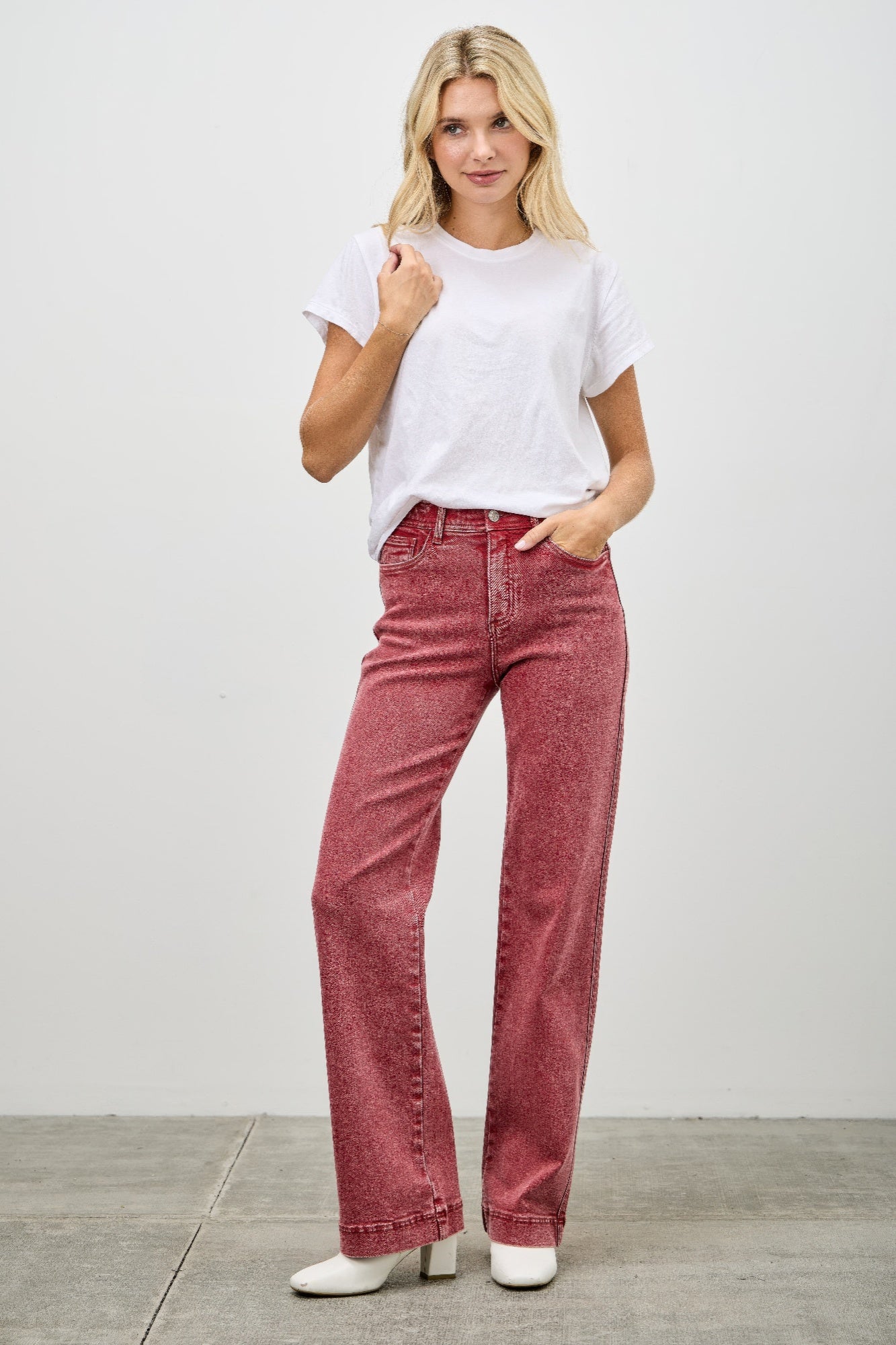 High Rise Slim Wide Straight in Bric red view 27 - High-Waisted - High Rise Straight Leg Jeans (bottom)