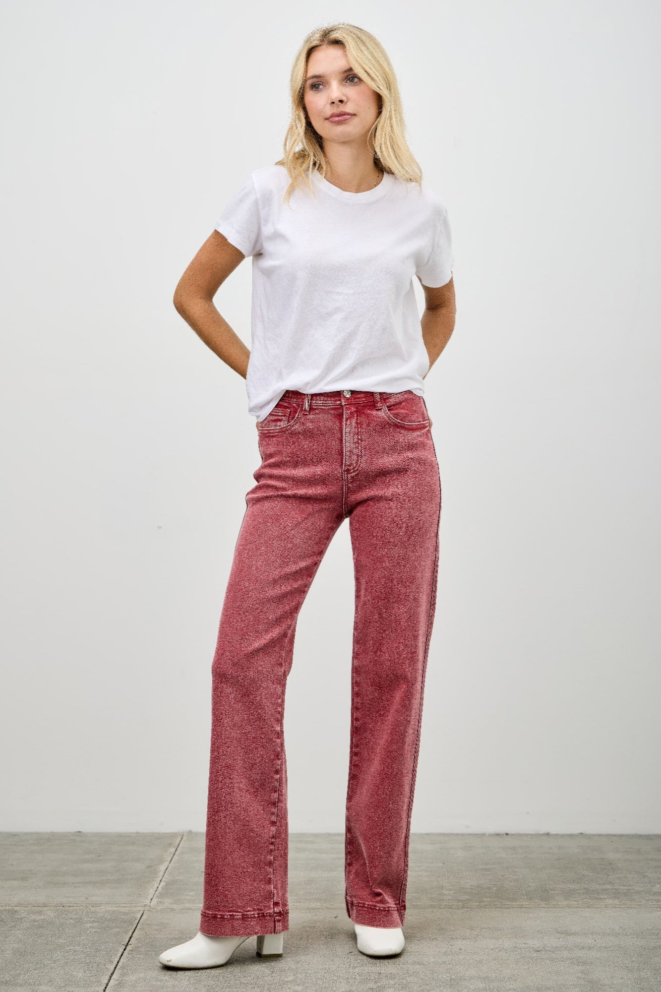 High Rise Slim Wide Straight view 28 - High-Waisted - High Rise Straight Leg Jeans (bottom)