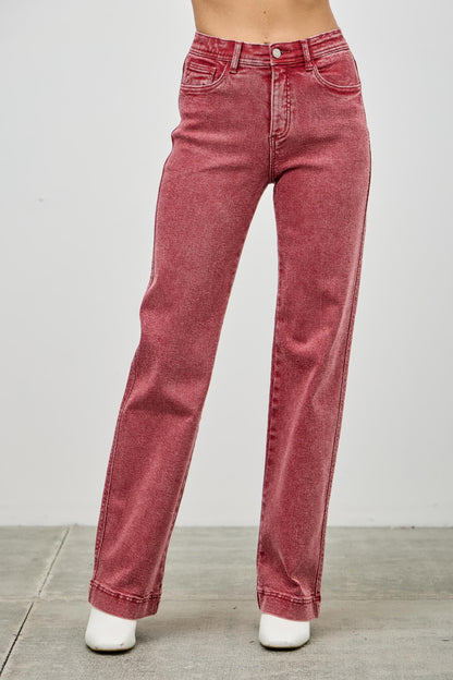 High Rise Slim Wide Straight view 30 - High-Waisted - High Rise Straight Leg Jeans (bottom)