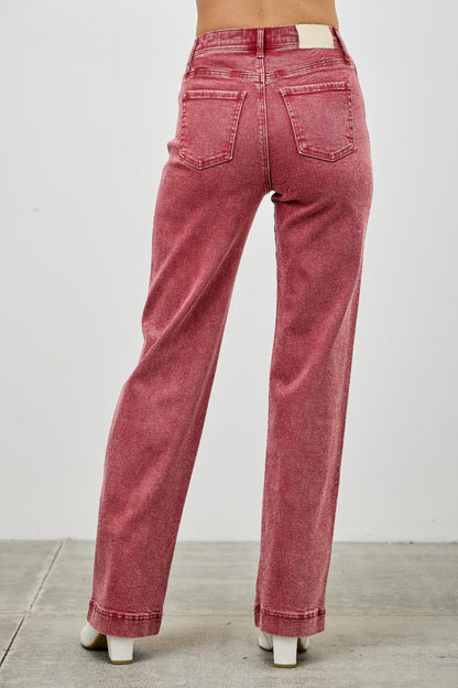 High Rise Slim Wide Straight view 34 - High-Waisted - High Rise Straight Leg Jeans (bottom)