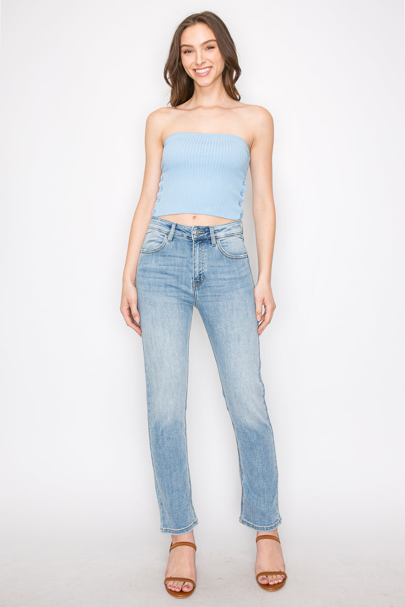 high rise straight High Rise Straight Leg Jeans 1 (24) (bottom) - shop at us.meeeshop