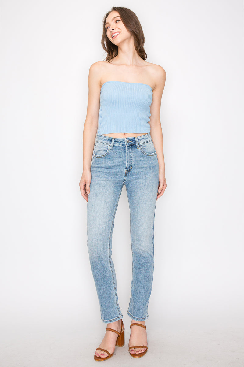 high rise straight High Rise Straight Leg Jeans view 12 (bottom) - shop at us.meeeshop