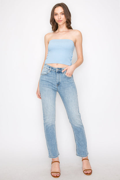 high rise straight High Rise Straight Leg Jeans view 15 (bottom) - shop at us.meeeshop