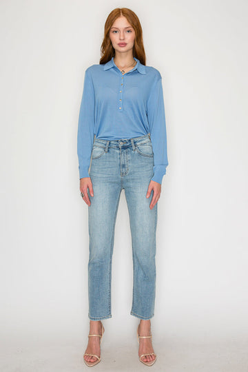 High Rise Straight Leg Jeans - MeeeShop Women's Fashion