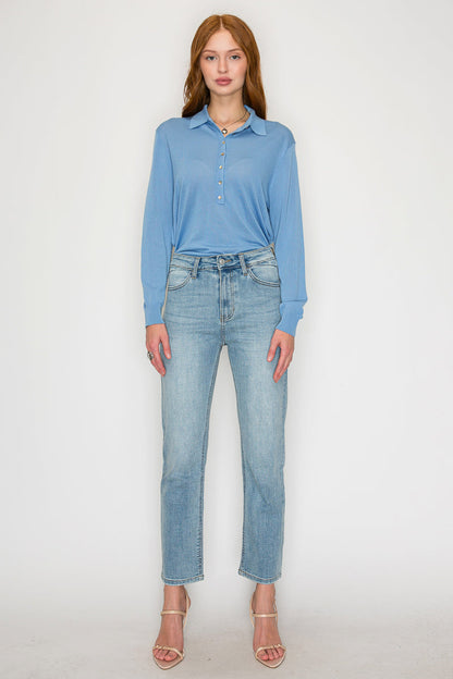 High Rise Straight Leg Jeans in 1 (24) - High-Waisted - High Rise Jeans Women (bottom)