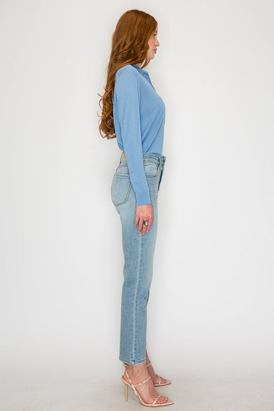 High Rise Straight Leg Jeans in 3 (25) view 2 - High-Waisted - High Rise Jeans Women (bottom)
