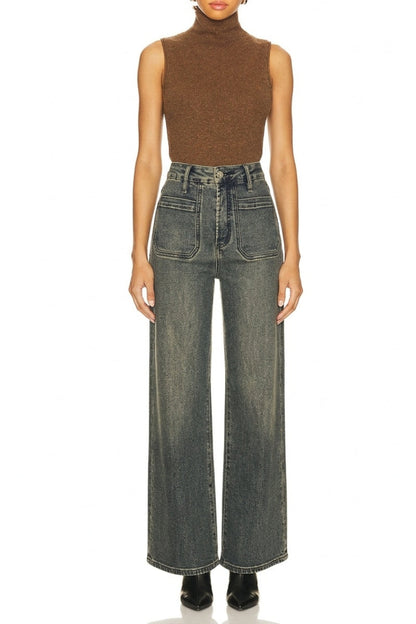 High Rise Tinted Tummy Control Palazzo Jeans in TINTED DARK - High-Waisted - High Rise Jeans Women (bottom)