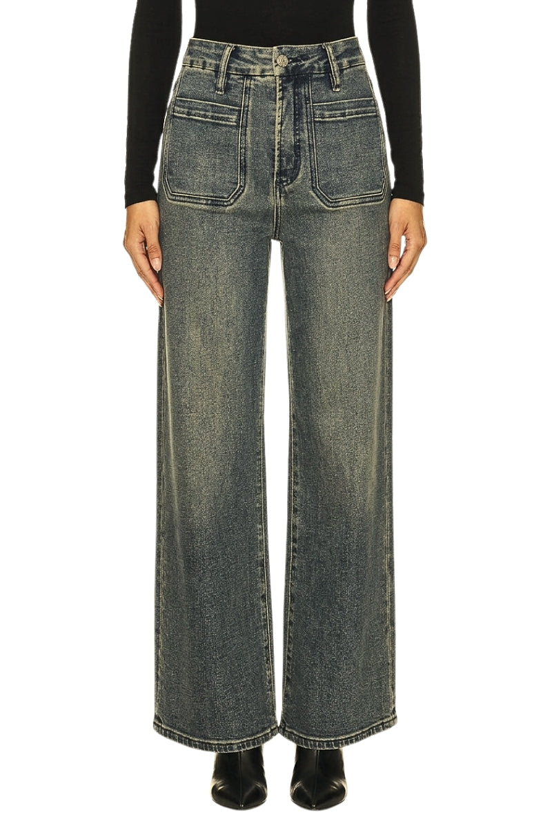 High Rise Tinted Tummy Control Palazzo Jeans in TINTED DARK view 4 - High-Waisted - High Rise Jeans Women (bottom)