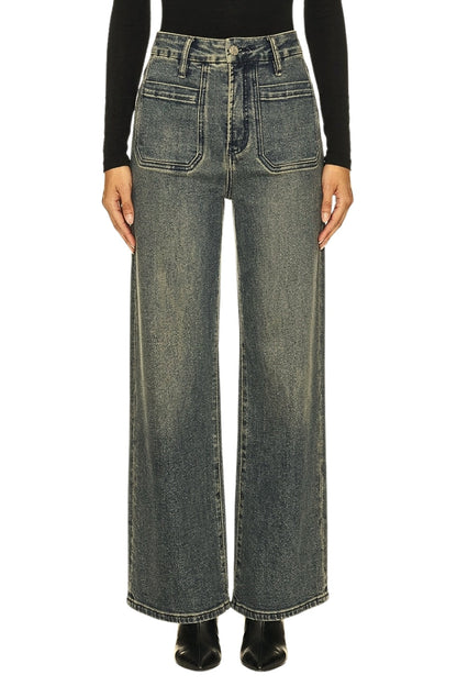 High Rise Tinted Tummy Control Palazzo Jeans in TINTED DARK view 4 - High-Waisted - High Rise Jeans Women (bottom)