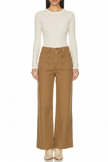 High Rise Tummy Control Bistre Palazzo Jeans in BISTRE view 2 - High-Waisted - High Rise Jeans Women (bottom)