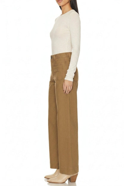 High Rise Tummy Control Bistre Palazzo Jeans in BISTRE view 3 - High-Waisted - High Rise Jeans Women (bottom)