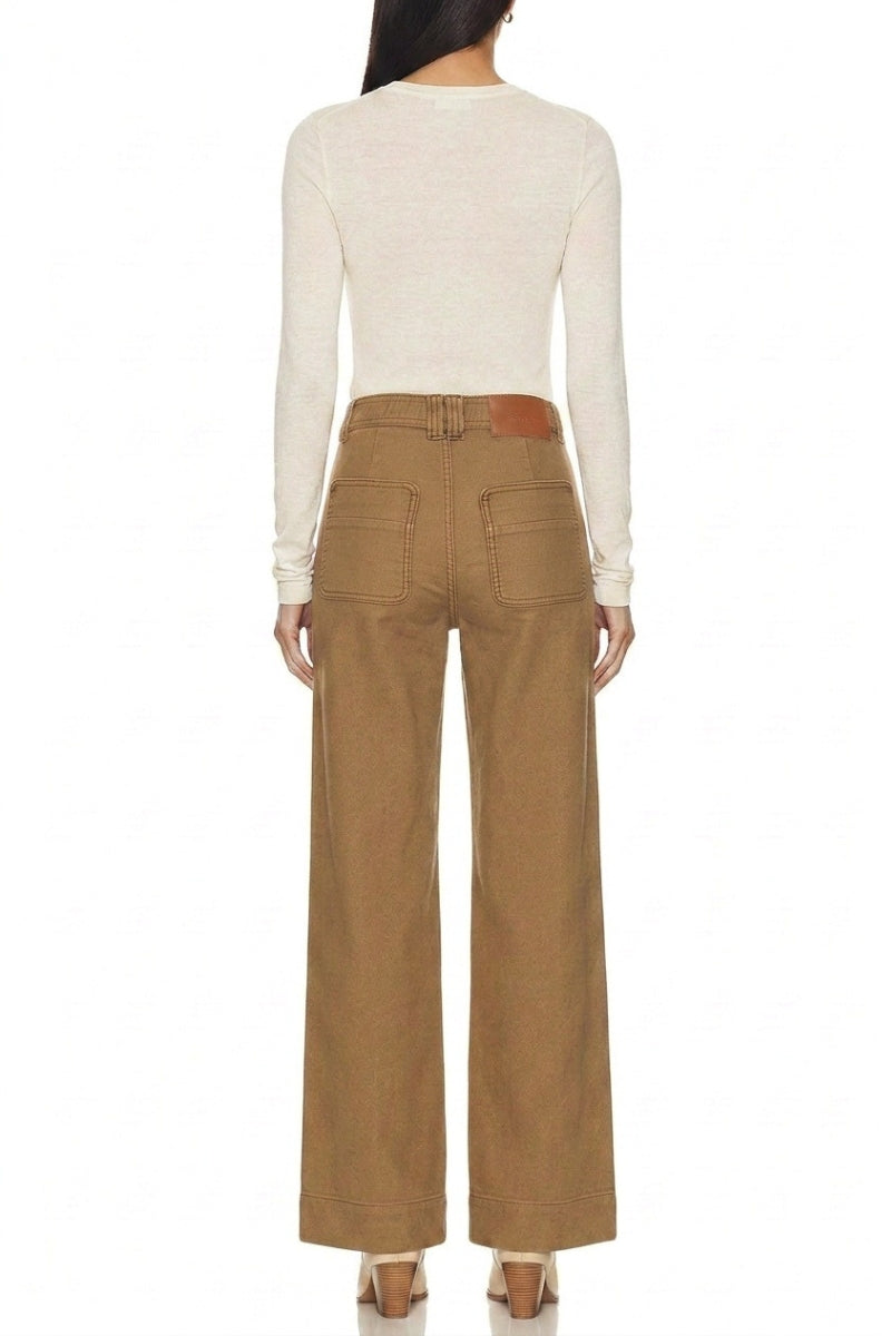 High Rise Tummy Control Bistre Palazzo Jeans in BISTRE view 4 - High-Waisted - High Rise Jeans Women (bottom)