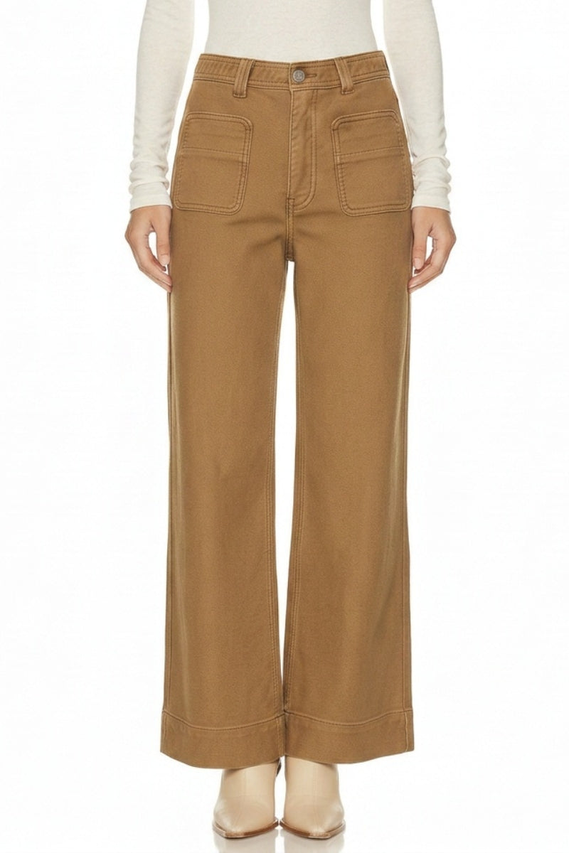 High Rise Tummy Control Bistre Palazzo Jeans in BISTRE view 5 - High-Waisted - High Rise Jeans Women (bottom)